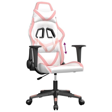 Gamestoel kunstleer wit en roze 7