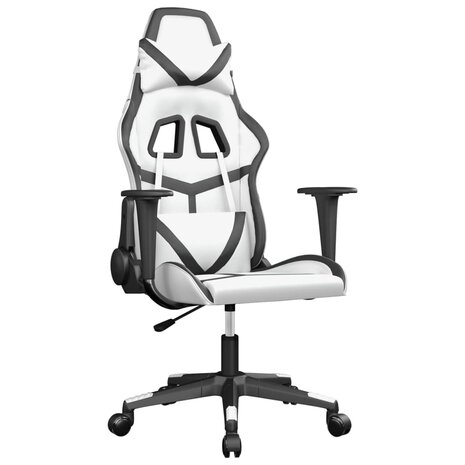 Gamestoel kunstleer wit en zwart 2