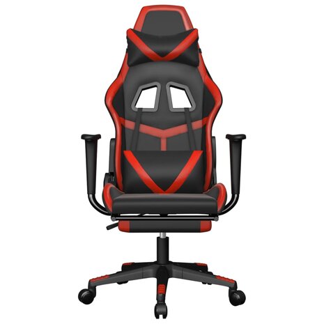 Gamestoel met voetensteun kunstleer zwart en rood 3