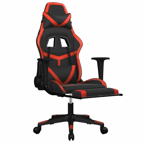 Gamestoel met voetensteun kunstleer zwart en rood 6