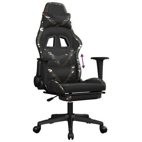 Gamestoel met voetensteun kunstleer zwart en camouflage 8