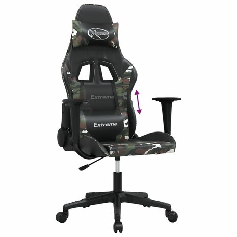 Gamestoel kunstleer zwart en camouflage 7