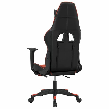 Gamestoel met voetensteun kunstleer zwart en rood 5