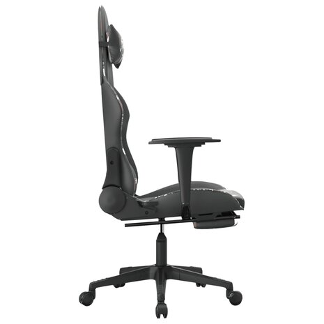 Gamestoel met voetensteun kunstleer zwart en camouflage 4