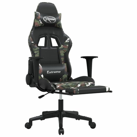 Gamestoel met voetensteun kunstleer zwart en camouflage 6