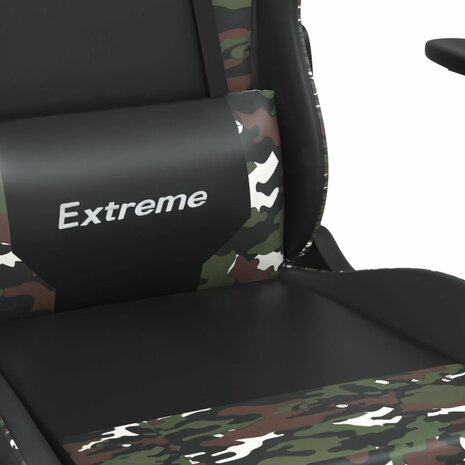 Gamestoel met voetensteun kunstleer zwart en camouflage 9