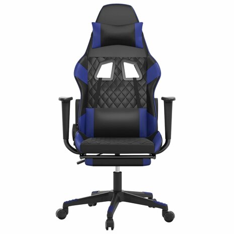 Gamestoel met voetensteun kunstleer zwart en blauw 3