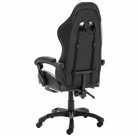 Racestoel met voetensteun kunstleer zwart en camouflage 3