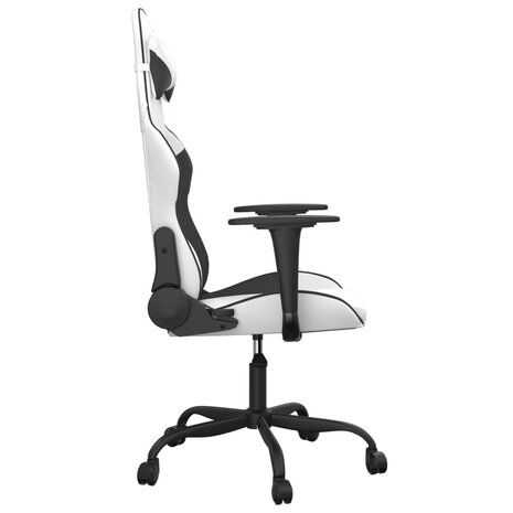 Massage gamestoel kunstleer wit en zwart 4