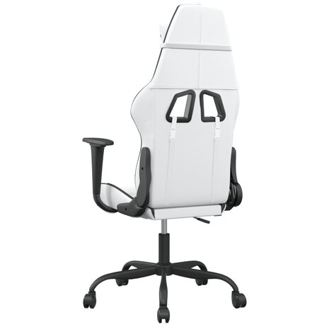 Massage gamestoel kunstleer wit en zwart 5