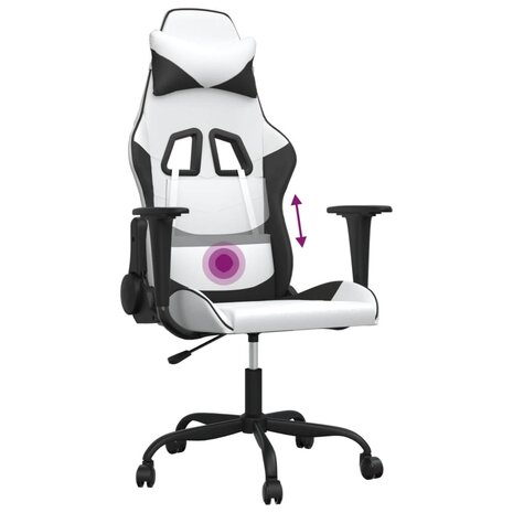 Massage gamestoel kunstleer wit en zwart 7