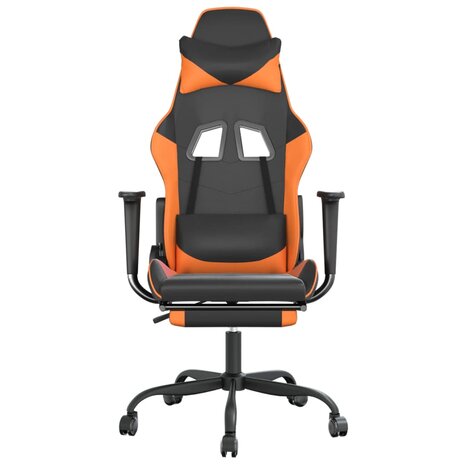 Massage gamestoel met voetensteun kunstleer zwart en oranje 4