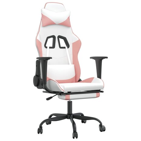 Massage gamestoel met voetensteun kunstleer zwart en roze 2