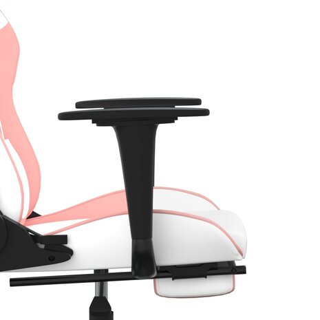 Massage gamestoel met voetensteun kunstleer zwart en roze 9