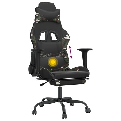 Massage gamestoel met voetensteun kunstleer zwart & camouflage 8