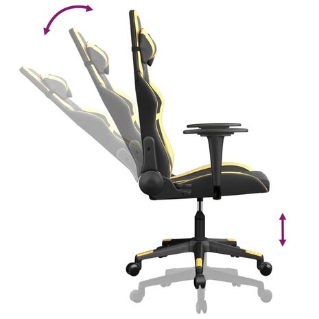 Massage gamestoel kunstleer zwart en goudkleurig 5