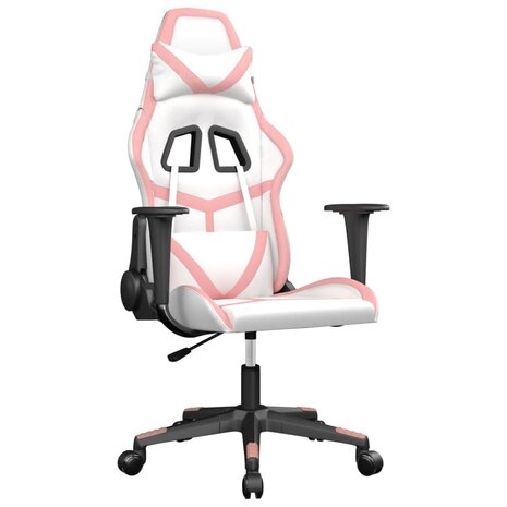 Massage gamestoel kunstleer wit en roze 2