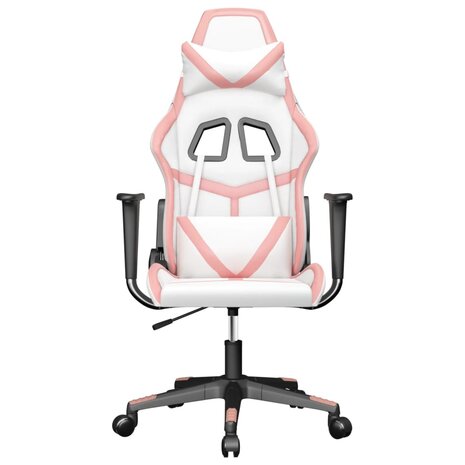 Massage gamestoel kunstleer wit en roze 3