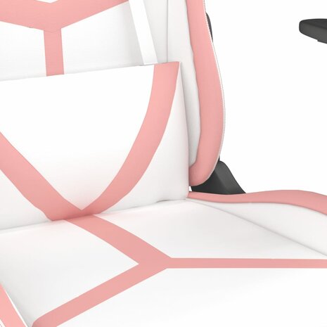 Massage gamestoel kunstleer wit en roze 8