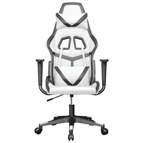 Massage gamestoel kunstleer wit en zwart 3