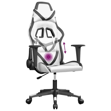 Massage gamestoel kunstleer wit en zwart 6