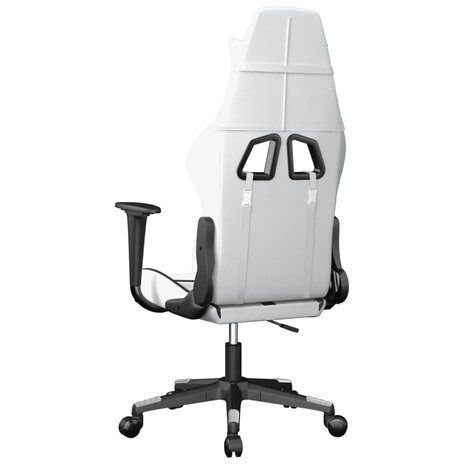 Massage gamestoel kunstleer wit en zwart 7