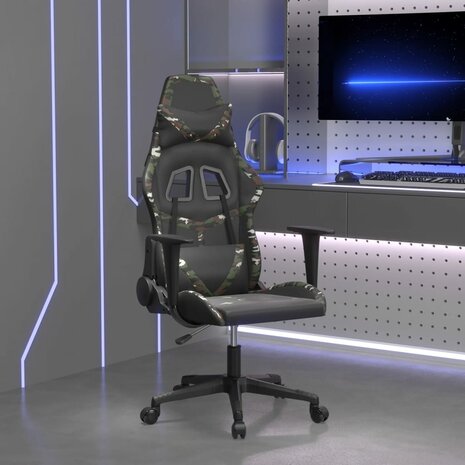Massage gamestoel kunstleer zwart en camouflage 1