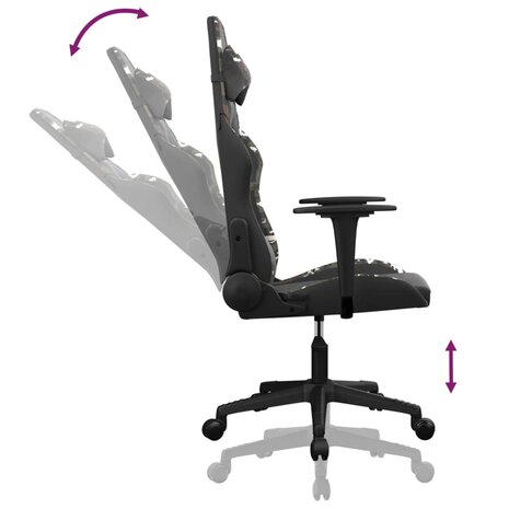 Massage gamestoel kunstleer zwart en camouflage 5