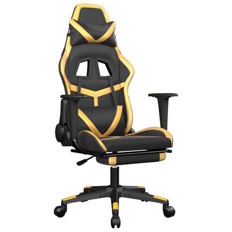 Massage gamestoel met voetensteun kunstleer zwart & goudkleurig 2