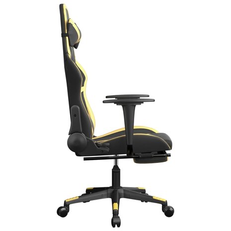Massage gamestoel met voetensteun kunstleer zwart & goudkleurig 5