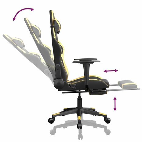 Massage gamestoel met voetensteun kunstleer zwart & goudkleurig 7