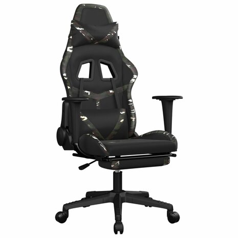 Massage gamestoel met voetensteun kunstleer zwart en camouflage 2