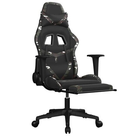 Massage gamestoel met voetensteun kunstleer zwart en camouflage 3