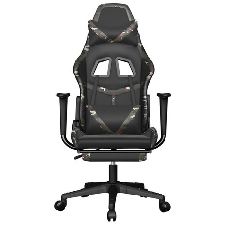 Massage gamestoel met voetensteun kunstleer zwart en camouflage 4