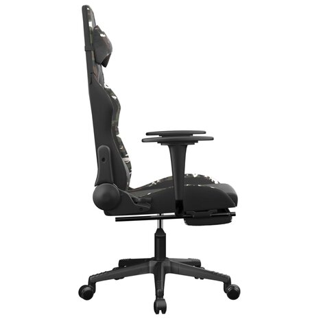 Massage gamestoel met voetensteun kunstleer zwart en camouflage 5