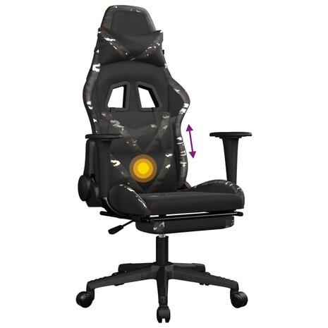 Massage gamestoel met voetensteun kunstleer zwart en camouflage 8