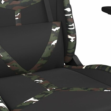 Massage gamestoel met voetensteun kunstleer zwart en camouflage 9