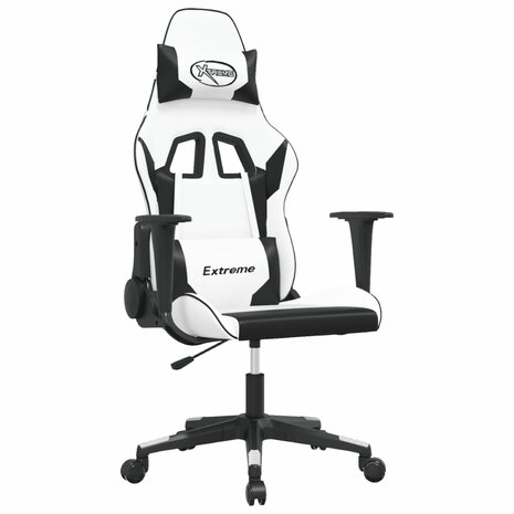 Massage gamestoel kunstleer wit en zwart 2