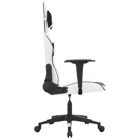 Massage gamestoel kunstleer wit en zwart 4