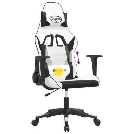 Massage gamestoel kunstleer wit en zwart 5