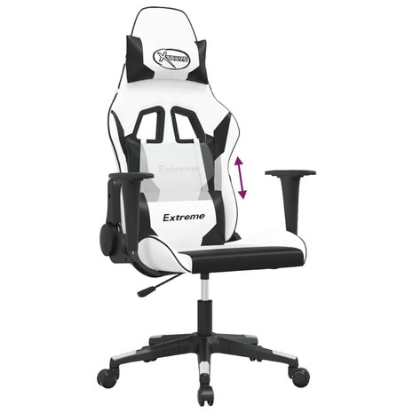 Massage gamestoel kunstleer wit en zwart 6
