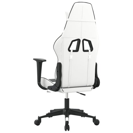 Massage gamestoel kunstleer wit en zwart 8