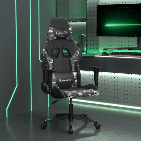 Massage gamestoel kunstleer zwart en camouflage 1