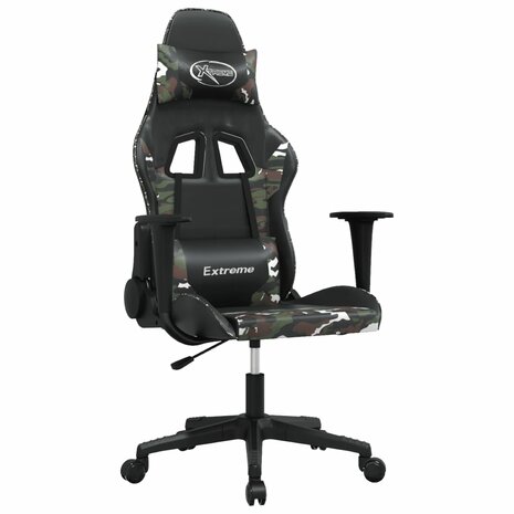 Massage gamestoel kunstleer zwart en camouflage 2
