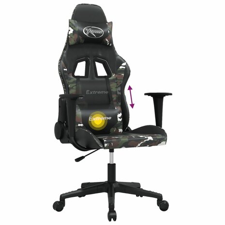 Massage gamestoel kunstleer zwart en camouflage 5
