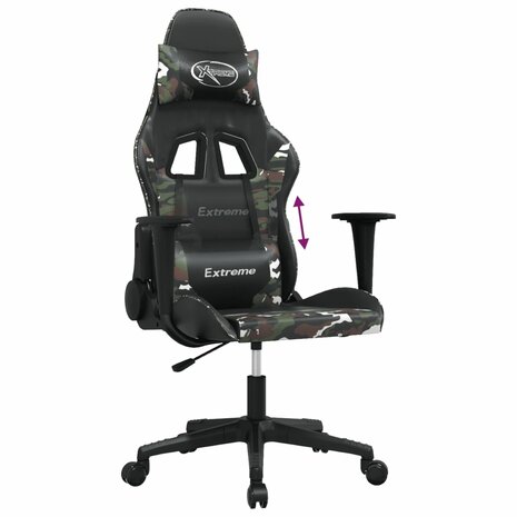 Massage gamestoel kunstleer zwart en camouflage 6