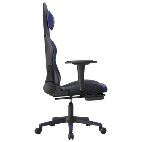 Massage gamestoel met voetensteun kunstleer zwart en blauw 5