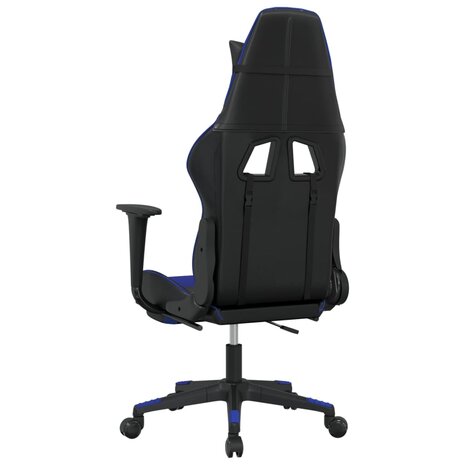 Massage gamestoel met voetensteun kunstleer zwart en blauw 6