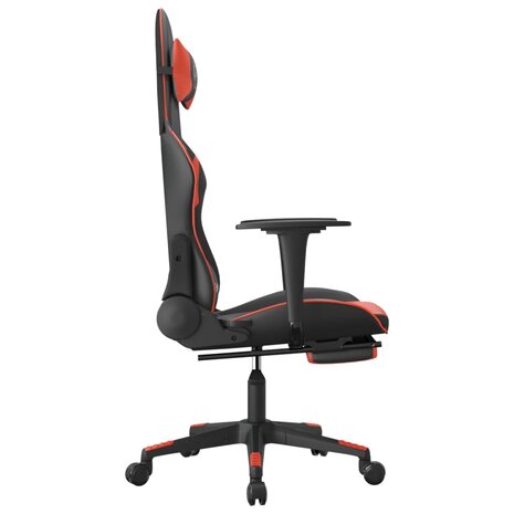 Massage gamestoel met voetensteun kunstleer zwart en rood 5