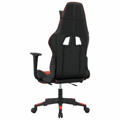 Massage gamestoel met voetensteun kunstleer zwart en rood 6